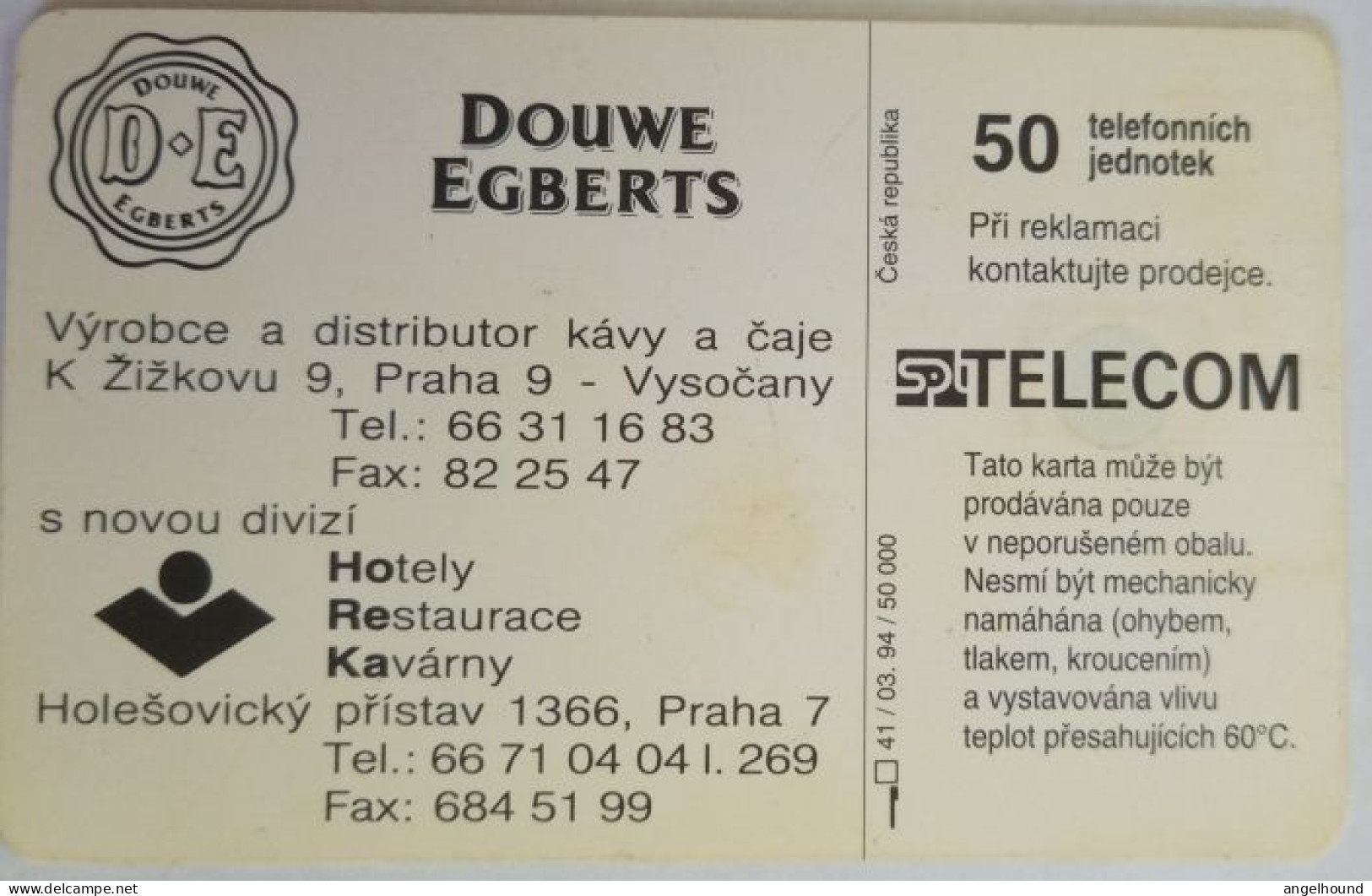 Czech Republic 50 Units Chip Card - Promotion- Coffee  Douwe Egberts - Tchéquie