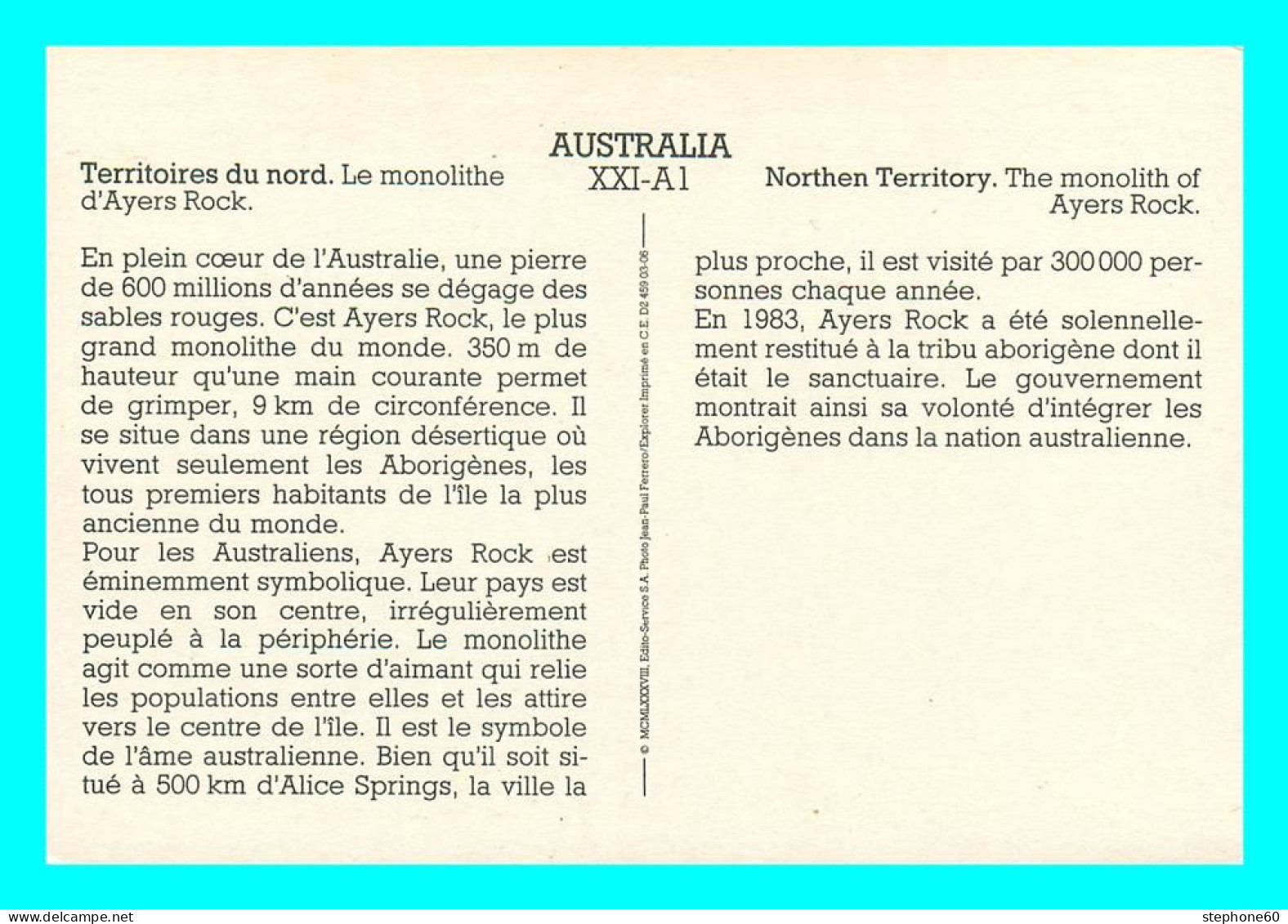 A771 / 473 AUSTRALIE Le Monolithe D'Ayers Rock - Other & Unclassified