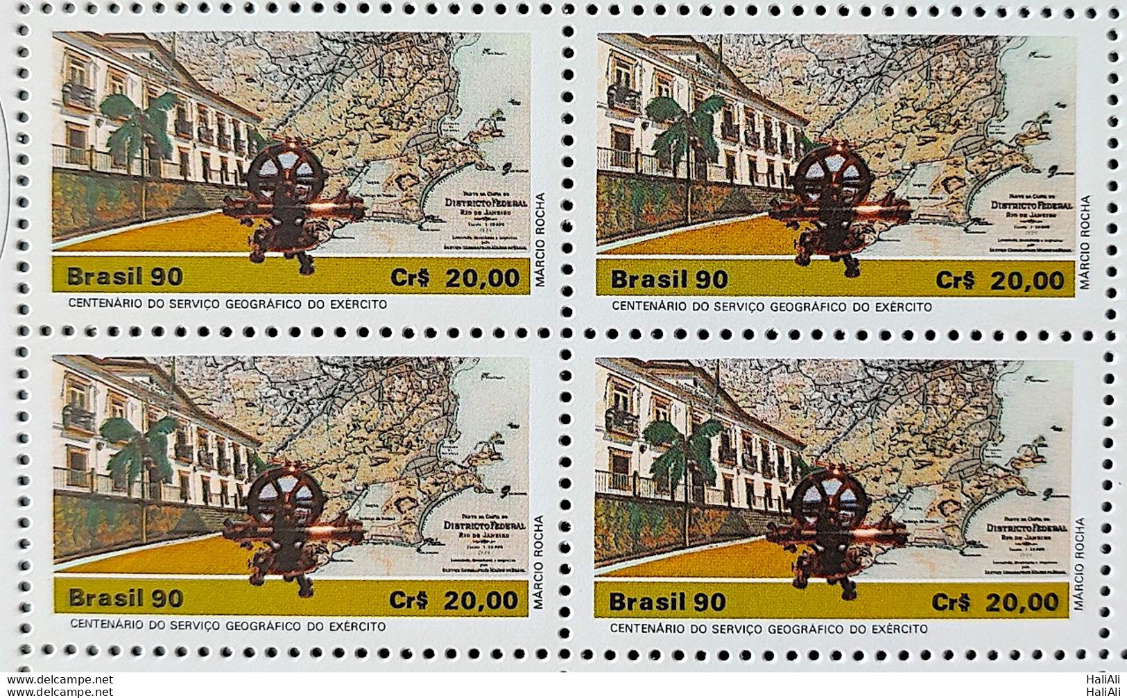 C 1686 Brazil Stamp 100 Years Geography Geography Geography Map 1990 Block Of 4 - Neufs