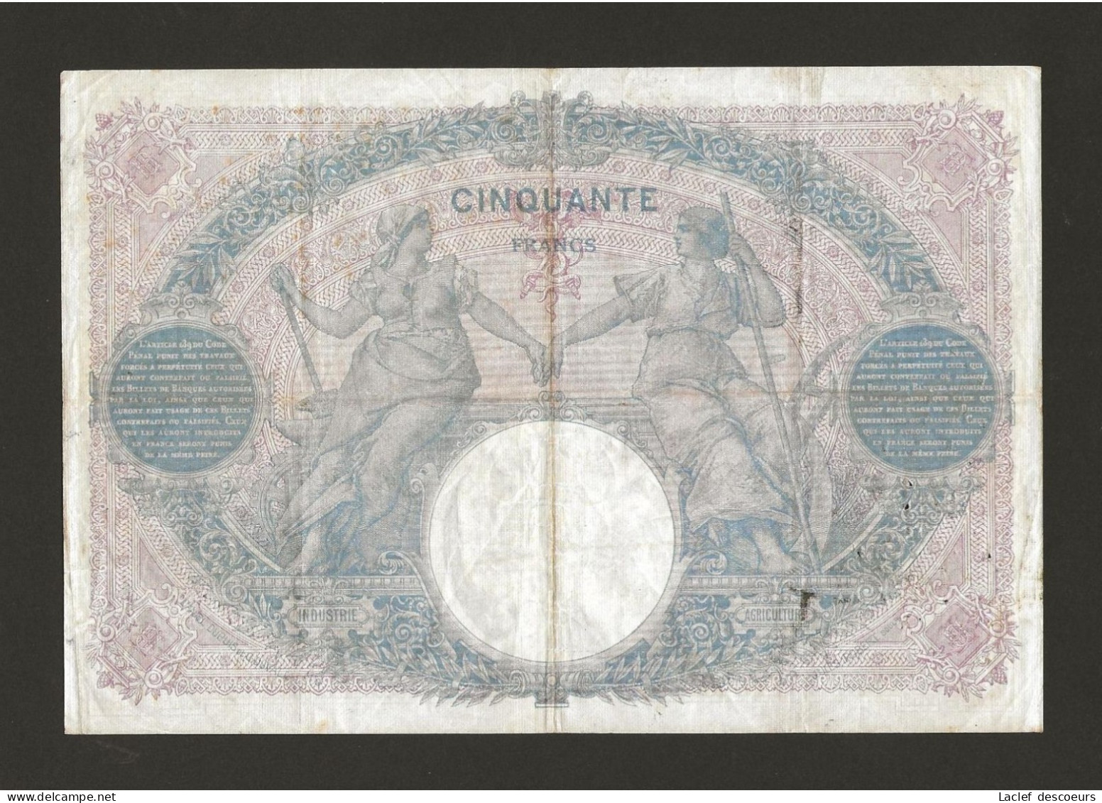 Billet De 50 Francs Bleu Et Rose. - ...-1889 Circulated During XIXth