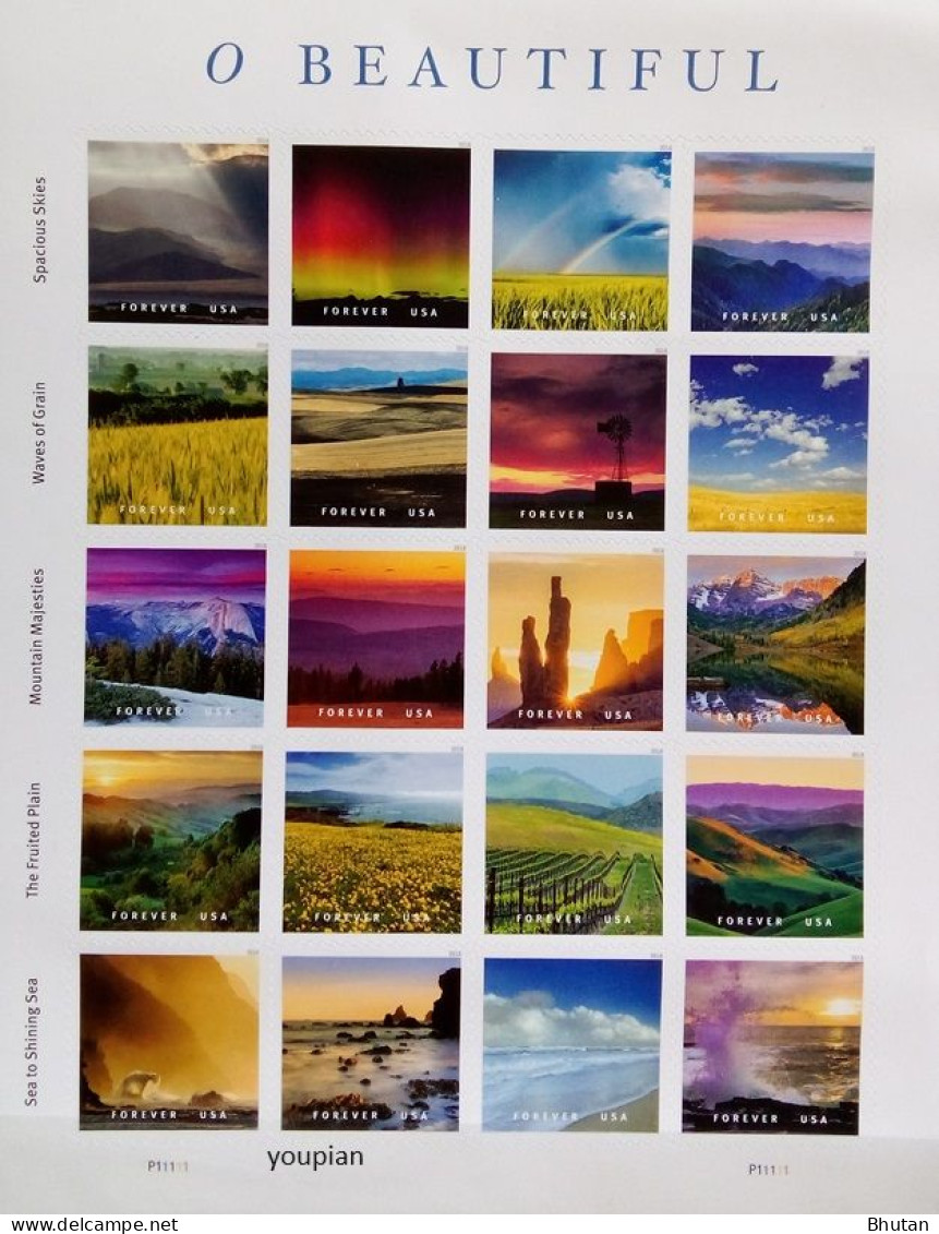 USA 2018, O Beautiful Landscapes, MNH Unusual Sheetlet - Neufs