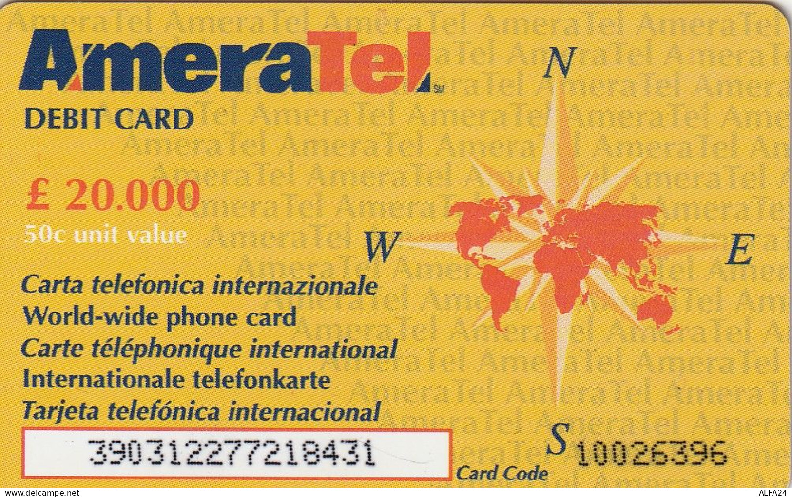 PREPAID PHONE CARD ITALIA AMERATEL (CZ1363 - [2] Sim Cards, Prepaid & Refills