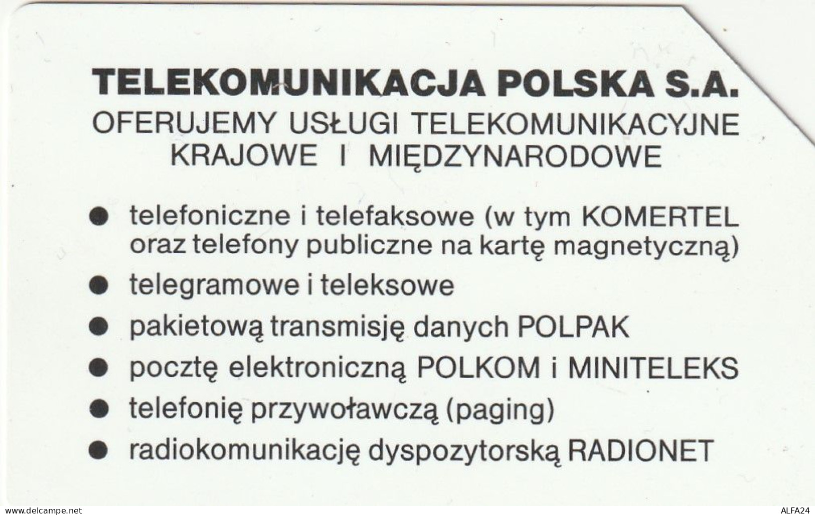 PHONE CARD POLONIA  (CZ1328 - Pologne