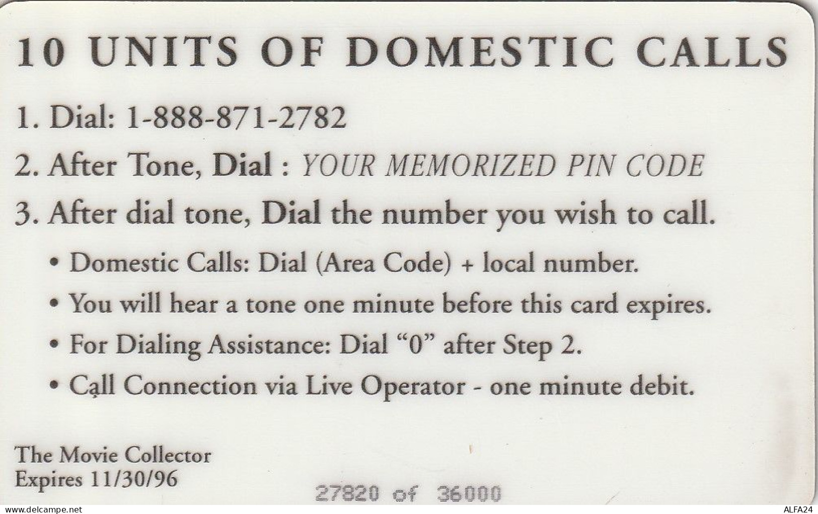 PREPAID PHONE CARD USA  (CZ1107 - Otros & Sin Clasificación