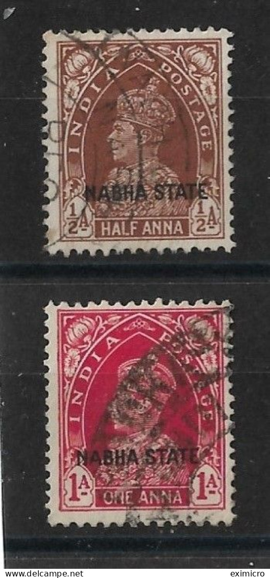 INDIA - NABHA 1938 ½a, 1a SG 78, 80 FINE USED Cat £4.25 - Nabha