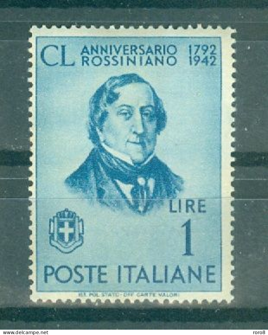 ITALIE - N°450* MH Avec Trace De Charnière SCAN DU VERSO - 150°anniversaire De La Naissance Du Compositeur Rossini. - Neufs