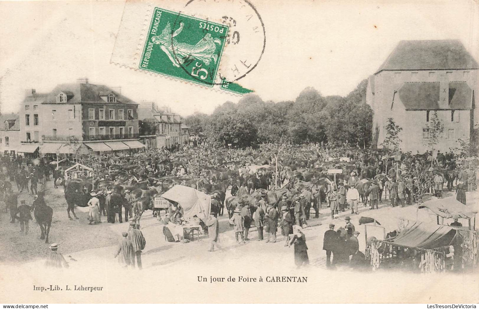 FRANCE - Un Jour De Foire à Carentan - Animé Chevaux - Imp Lib Lecherpeur - Carte Postale Ancienne - Carentan