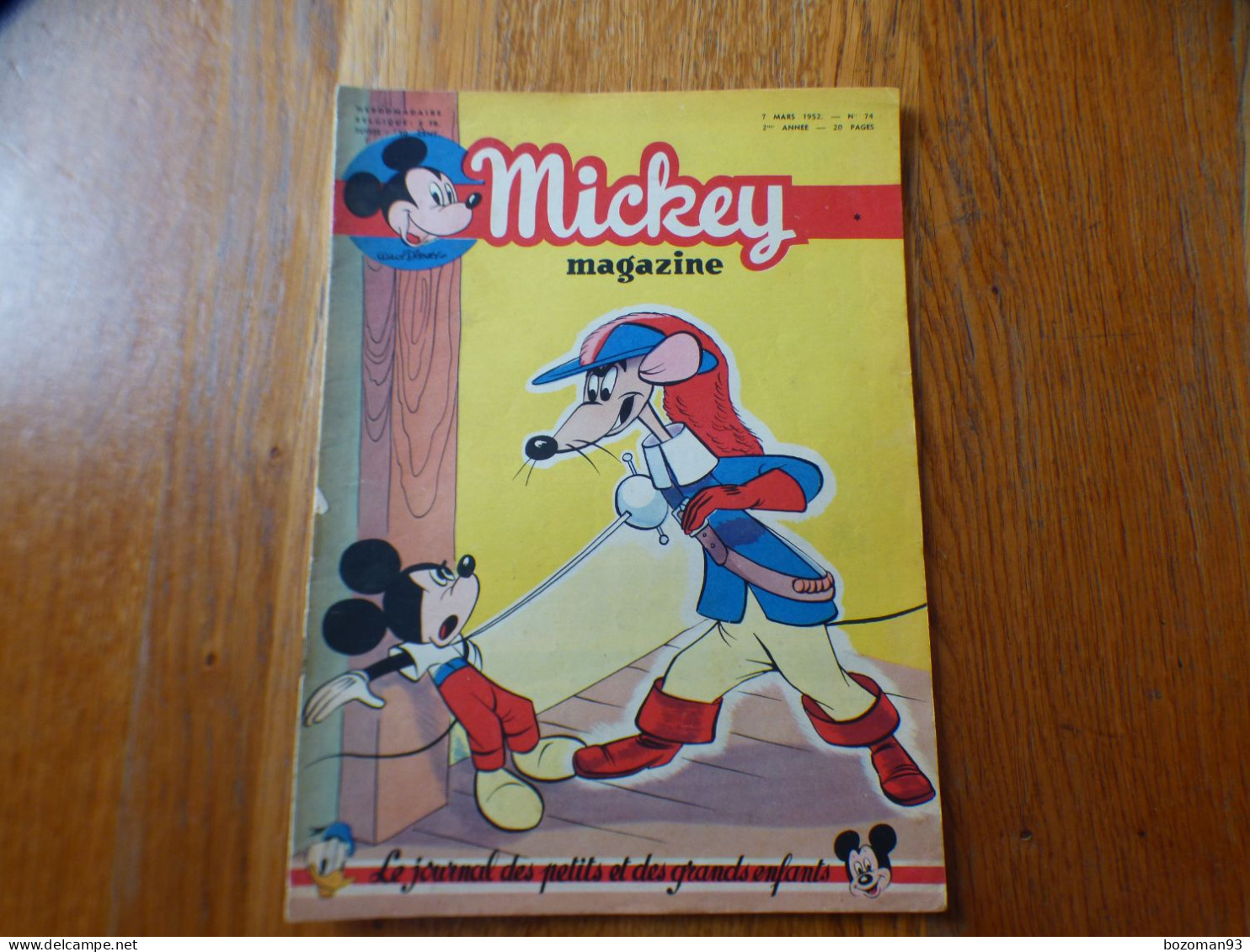 JOURNAL MICKEY BELGE N° 74  Du 07/03/1952 Avec  ALICE AU PAYS DES MERVEILLES + COVER MICKEY - Journal De Mickey