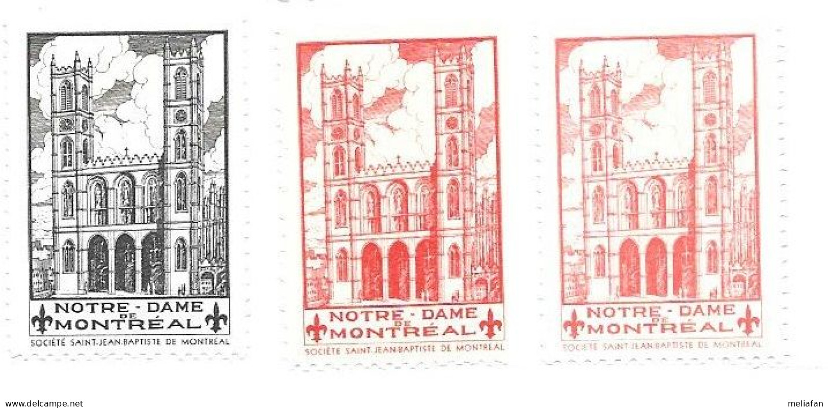 KB926 - VIGNETTES SOCIETE SAINT JEAN BAPTISTE - NOTRE DAME DE MONTREAL - NOTRE DAME DE LA VICTOIRE - Local, Strike, Seals & Cinderellas