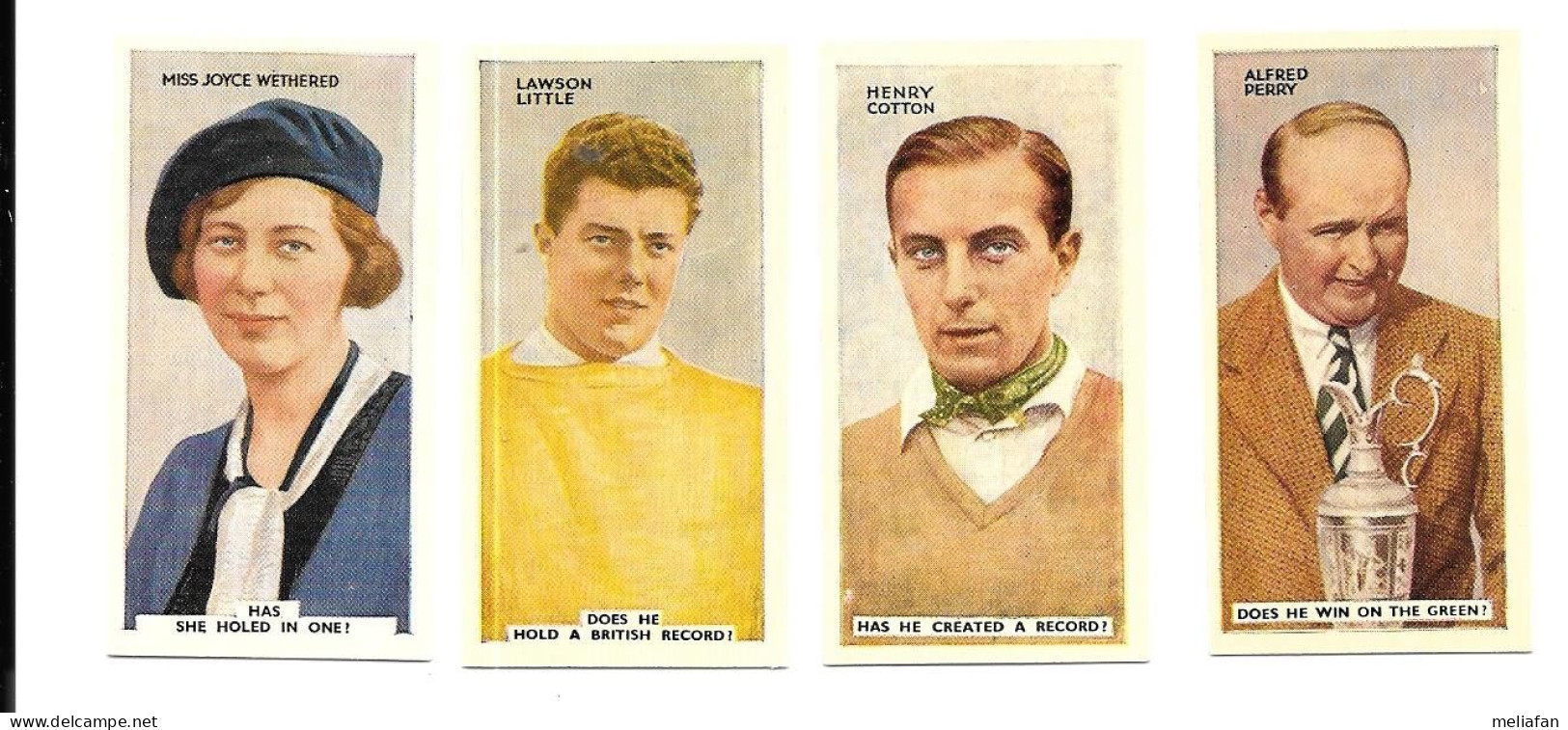 Z769 - CARTES CIGARETTES PHILLIPS - GOLF - ALFRED PERRY / HENRY COTTON / LAWSON LITTLE / JOYCE WETHERED - Trading Cards