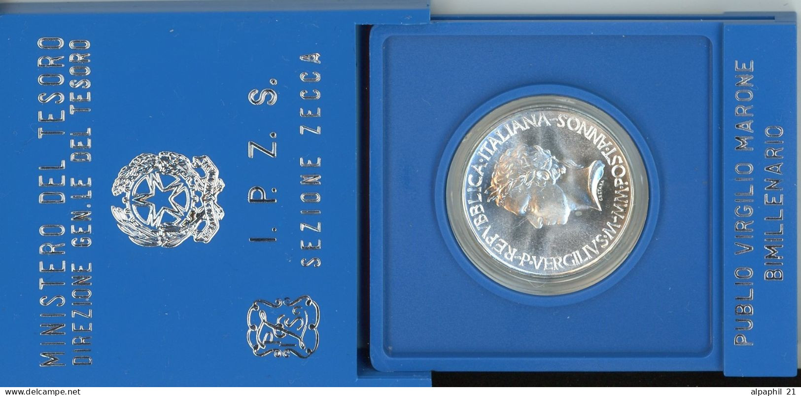 1981 Italy 500L Silver Coin PUBLIO VIRGILIO Marone UNC/BU In Official Closed BOX - Herdenking