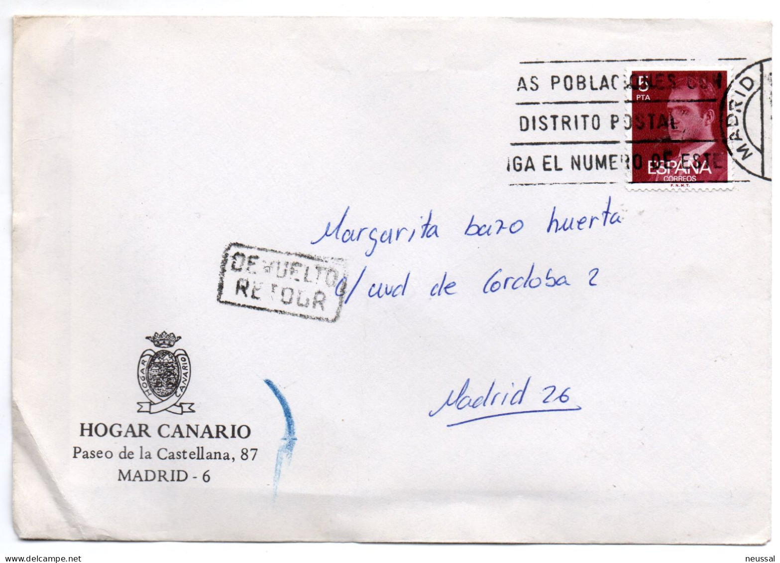 Carta  Devuelta  Hogar Canario. - Lettres & Documents