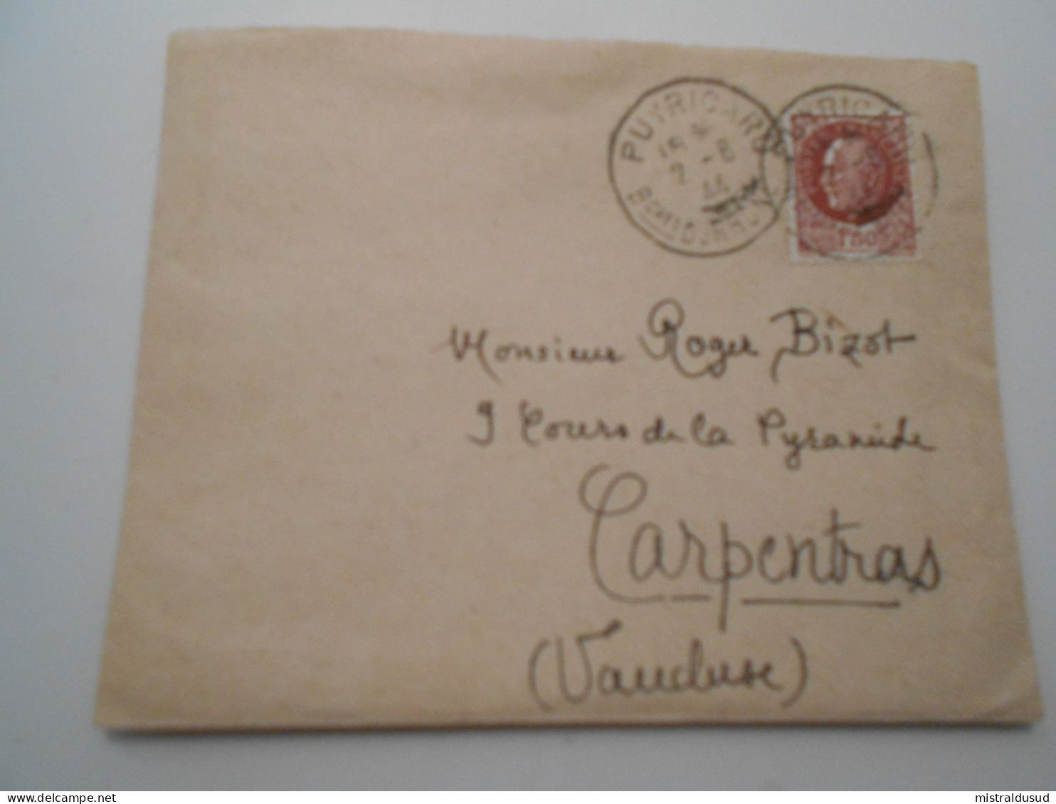 Françe Petain , Lettre De Puyriçard 1944 Pour çarpentras - 1941-42 Pétain