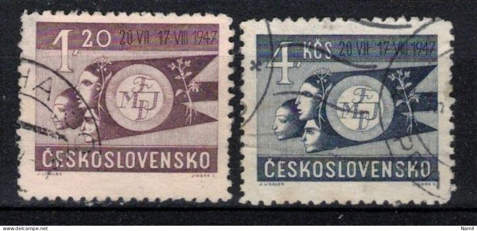 Tchécoslovaquie 1947 Mi 521-2 (Yv 449-50), Obliteré, - Gebraucht