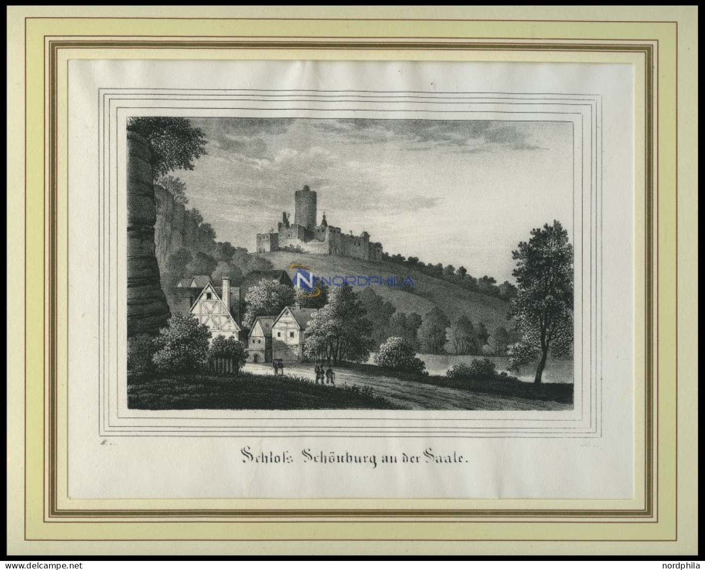 SCHÖNEBERG A.d.SAALE: Das Schloß,Lithographie Aus Saxonia Um 1840 - Litografia