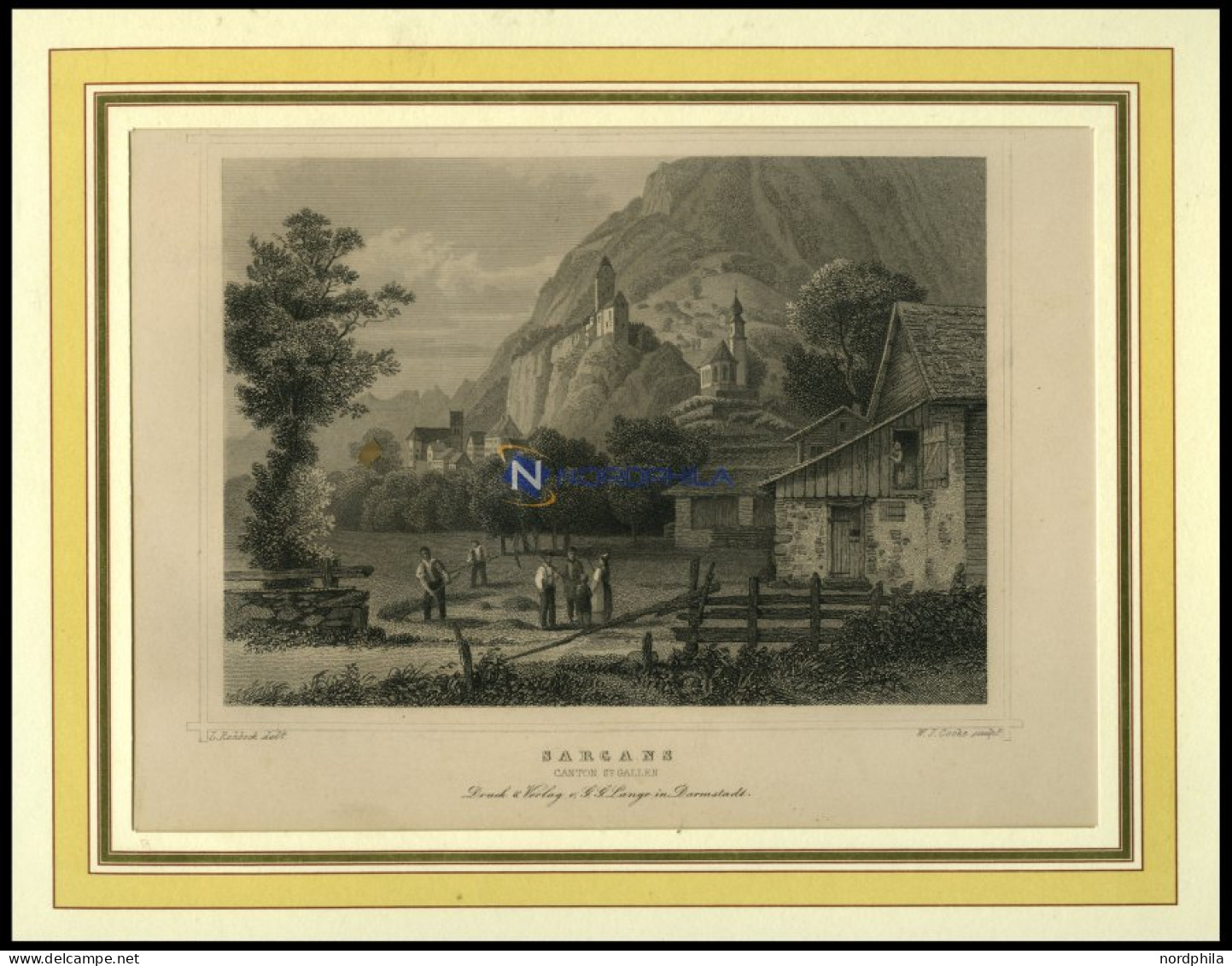 SARGANS, Teilansicht, Stahlstich Von Rohbock/Cooke Um 1840 - Lithographien