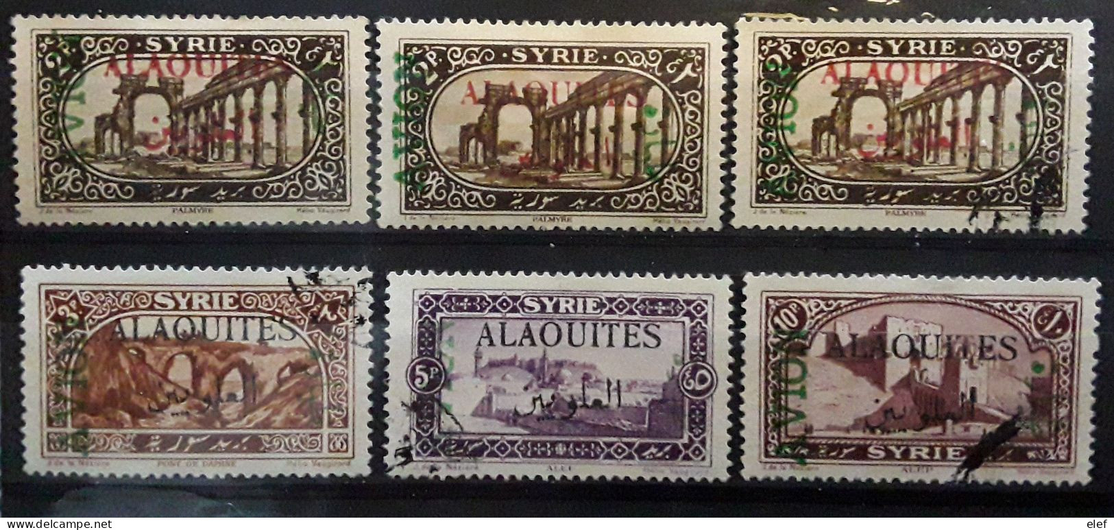 ALAOUITES 1925 Poste Aérienne , Serie Complète AVION En Vert ,Yvert 5 / 8 Neuve * MH / O Avec Nuances Surcharges , TB - Autres & Non Classés