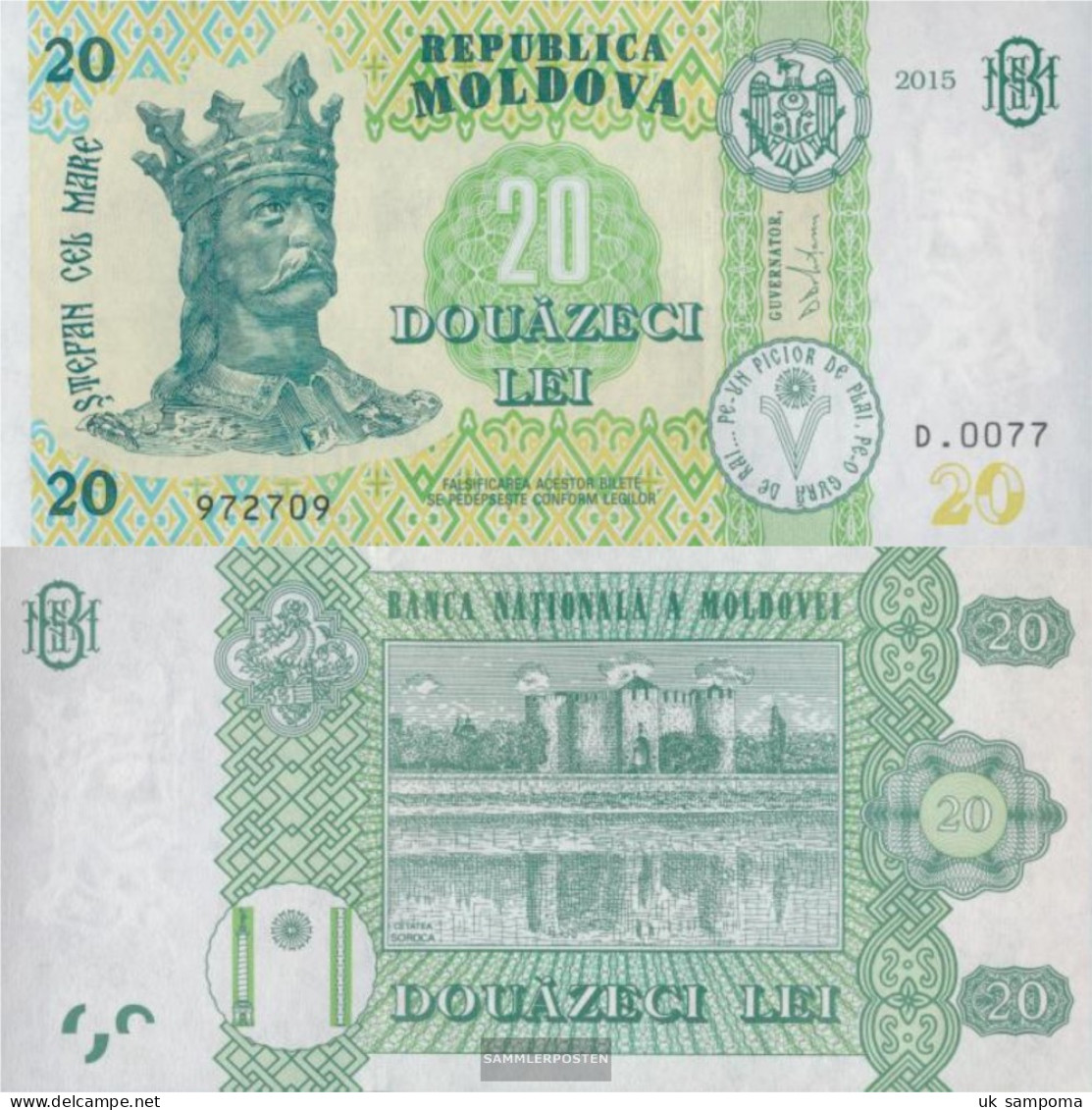 Moldawien Pick-number: 23 Uncirculated 2015 20 Lei - Moldavië