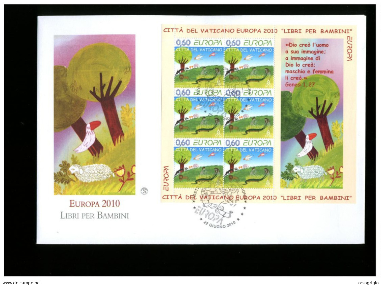 VATICANO - N° 2 Buste FDC - 2010 - LIBRI PER BAMBINI - FOGLIETTO - FDC