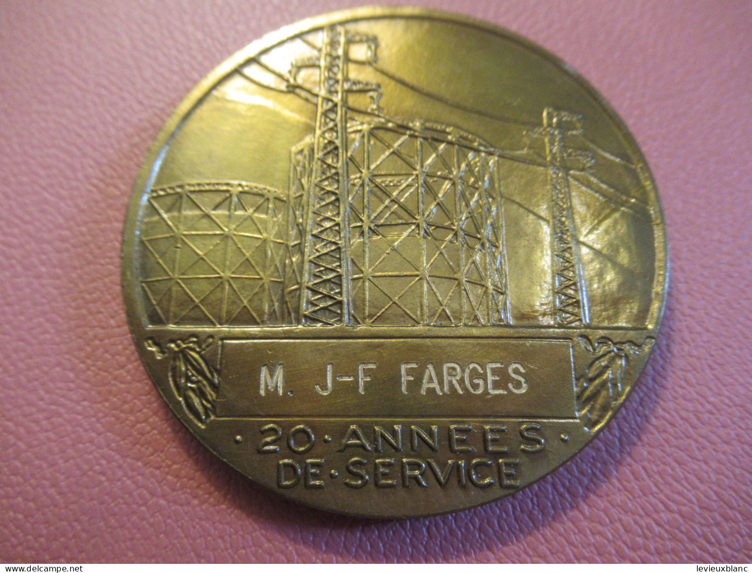 Médaille De Table/20 Années De Service/attribuée/Electricité De France & Gaz De France/Vers 1990-1995    MED497 - Other & Unclassified