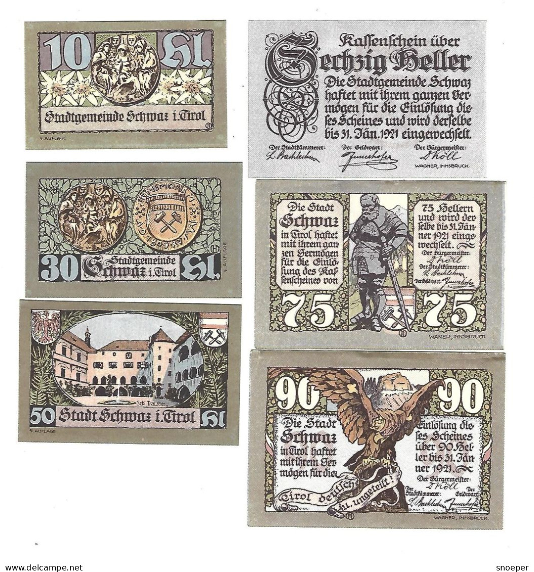 **Austria Notgeld Schwaz Serie Compleet 983d  Cat Val 6 Euro - Austria