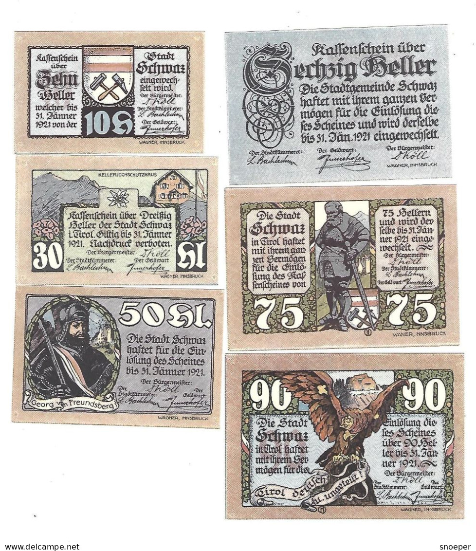 **Austria Notgeld Schwaz Serie Compleet 983e  Cat Val 6 Euro - Autriche