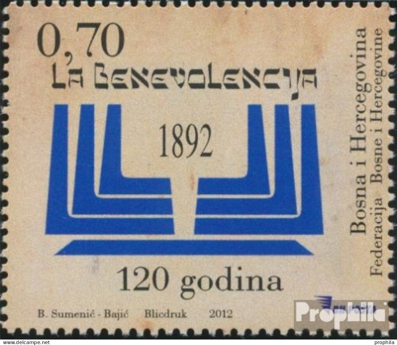 Bosnien-Herzegowina 605 (kompl.Ausg.) Postfrisch 2012 Hilfswerk La Benevolencija - Bosnie-Herzegovine