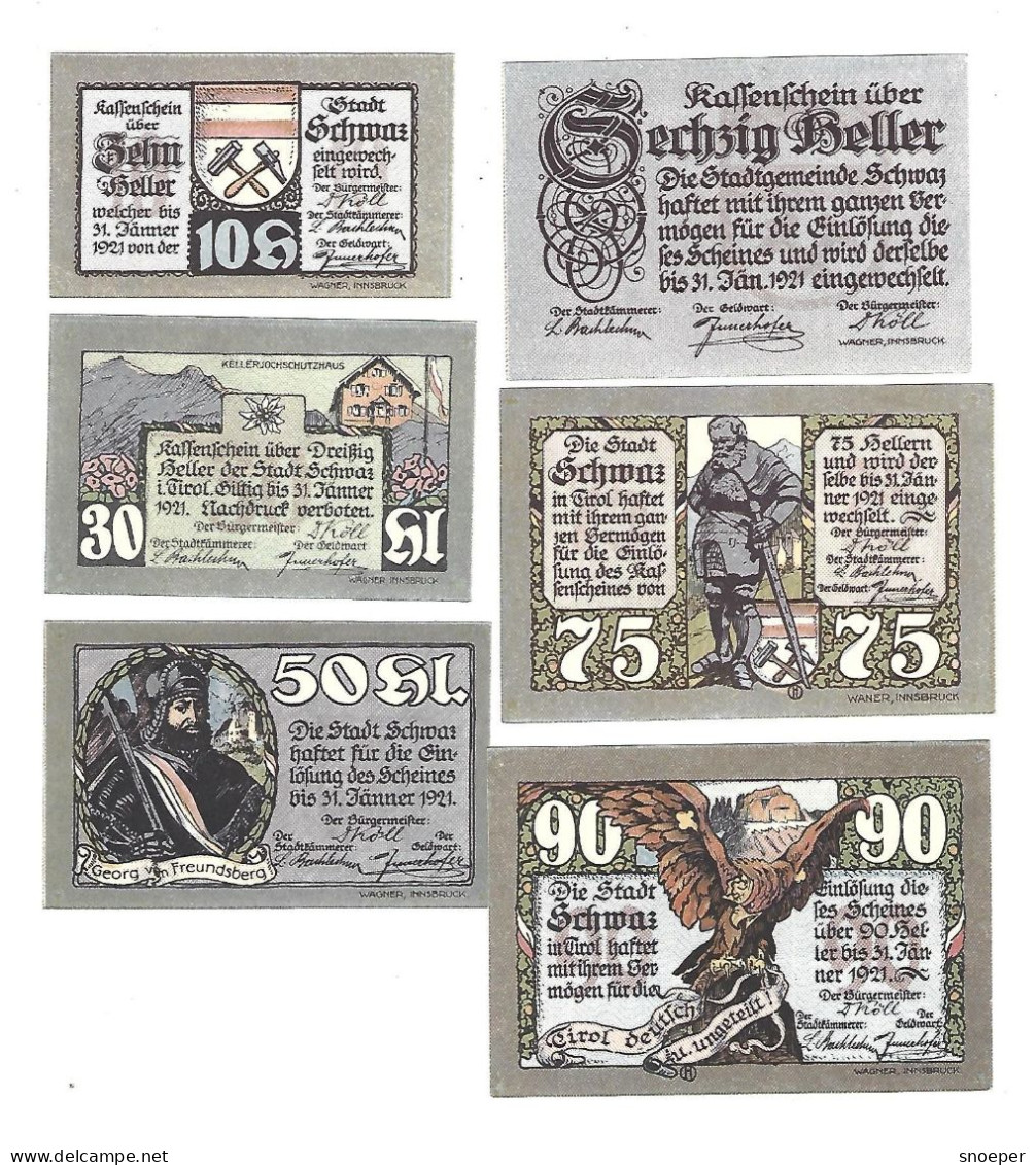 **Austria Notgeld Schwaz Serie Compleet 983f  Cat Val 6 Euro - Austria