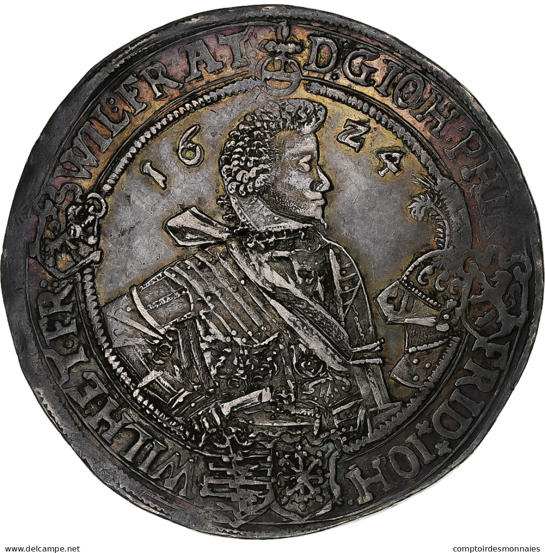 Duché De Saxe-Altenbourg, Jean-Philippe, Thaler, 1624, Saalfeld, Argent, TTB+ - Taler & Doppeltaler