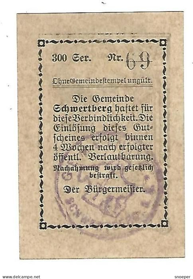 **Austria Notgeld Schwertberg50 Heller 984.5a 300 Serien  Cat Val 10 Euro - Autriche