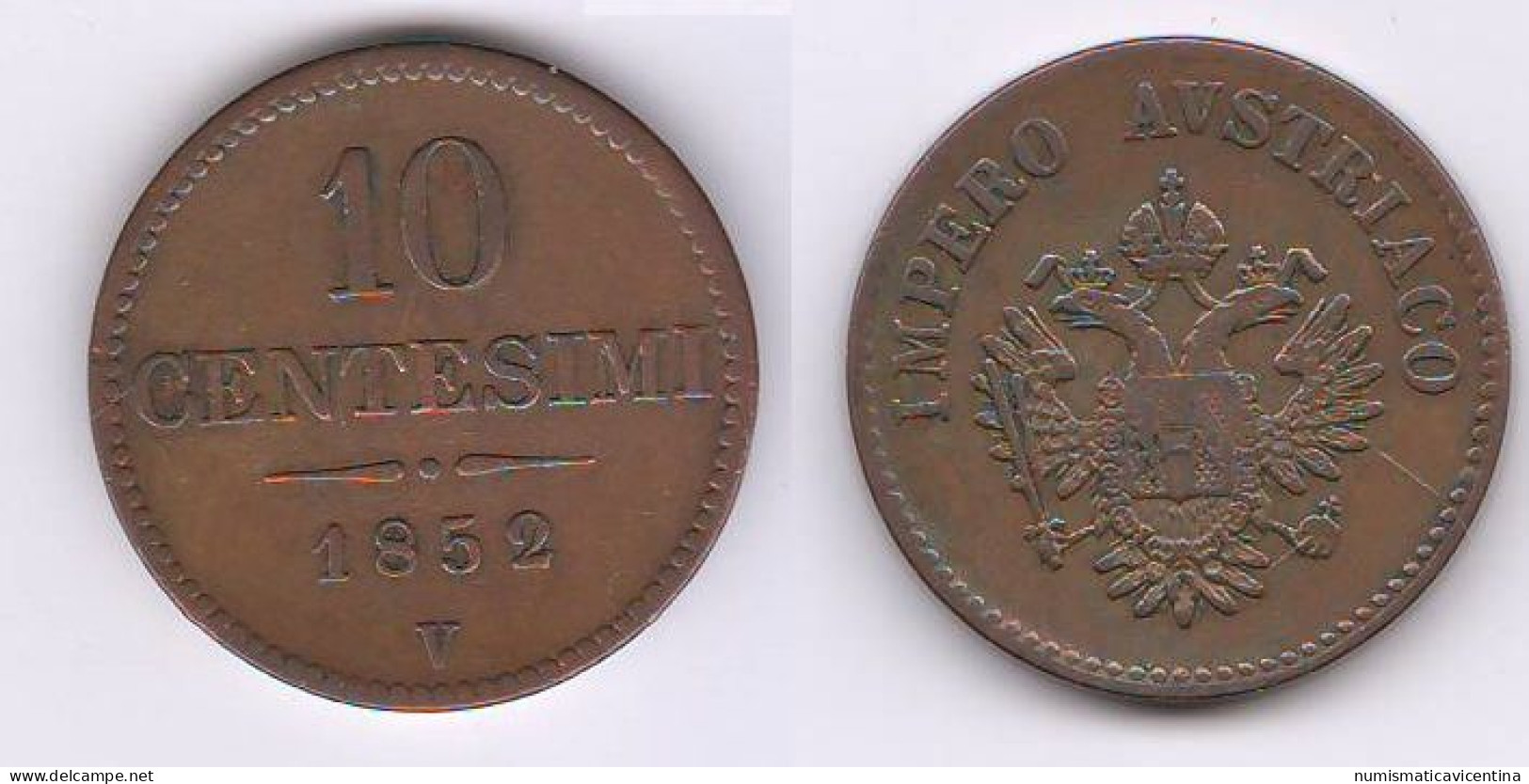 10 Centesimi 1852 Venezia Impero Austriaco Lombardo Veneto - Administration Autrichienne