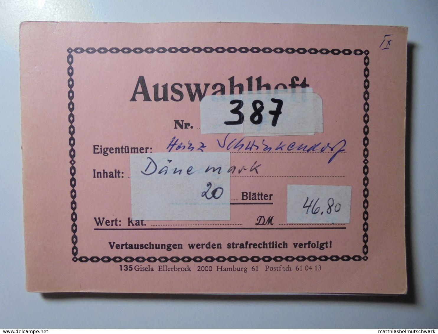 Auswahlheft Nr. 387 Von 1992 20 Blätter 146 Briefmarken  Dänemark 1875-1953-1954/Mi Nr. 23bB-345, Unvol - Verzamelingen