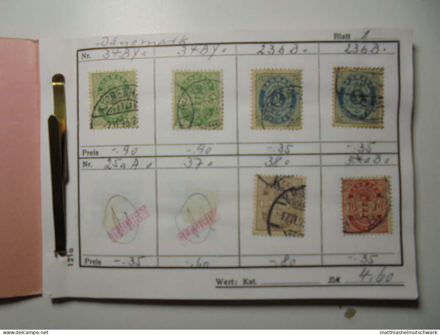 Auswahlheft Nr. 387 Von 1992 20 Blätter 146 Briefmarken  Dänemark 1875-1953-1954/Mi Nr. 23bB-345, Unvol - Verzamelingen
