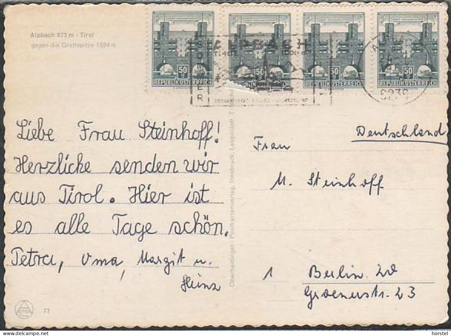 Austria - 6236 Alpbach - Tirolerdorf -  Cars - VW Käfer - VW Bus - 4x Nice Stamps - Brixlegg