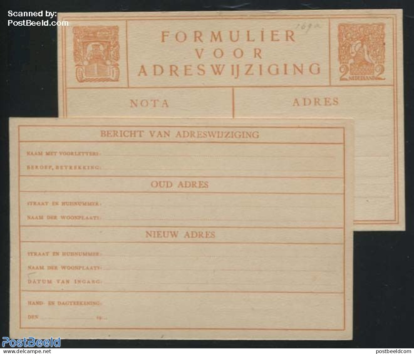 Netherlands 1925 New Address Postcard 2c On Cream Cardboard, Without TELEFOONNUMMER In Address, Unused Postal Stationary - Storia Postale