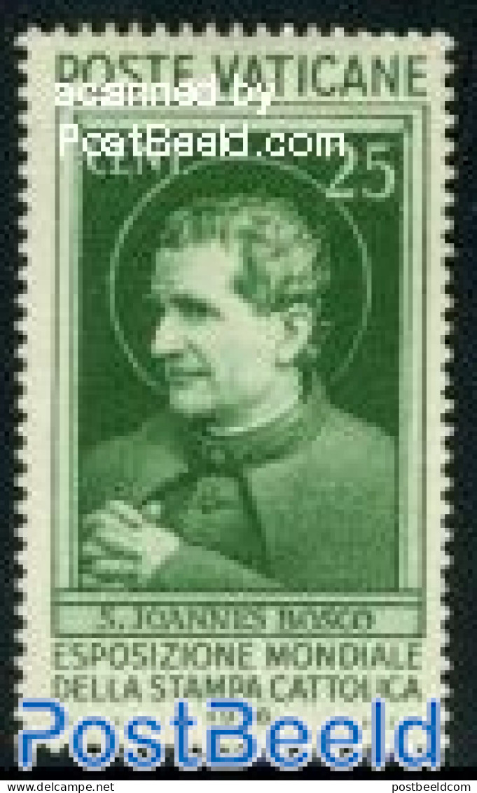 Vatican 1936 25c Green, J. Bosco, Stamp Out Of Set, Mint NH - Ungebraucht