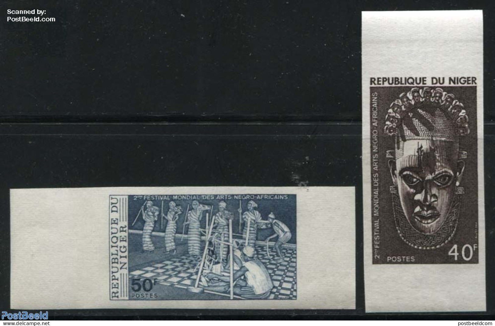 Niger 1977 Negro Art Festival 2v, Imperforated, Mint NH, Performance Art - Various - Dance & Ballet - Folklore - Texti.. - Tanz