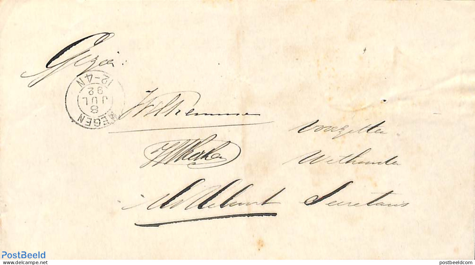 Netherlands 1892 Subscription Megen To The Hague. Princess Wilhelmina (hangend Haar) 5 Cent , Postal History - Lettres & Documents