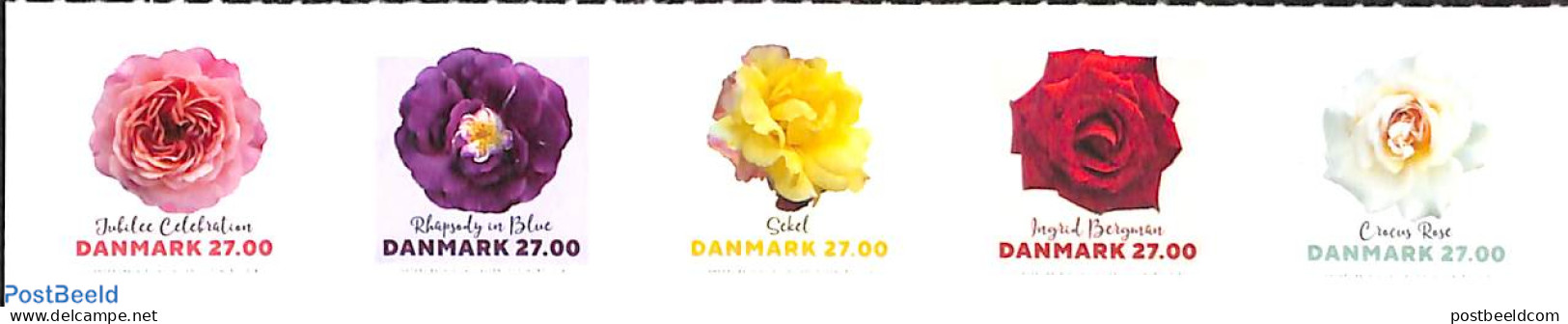 Denmark 2018 Roses 5v S-a, Mint NH, Nature - Flowers & Plants - Roses - Nuevos