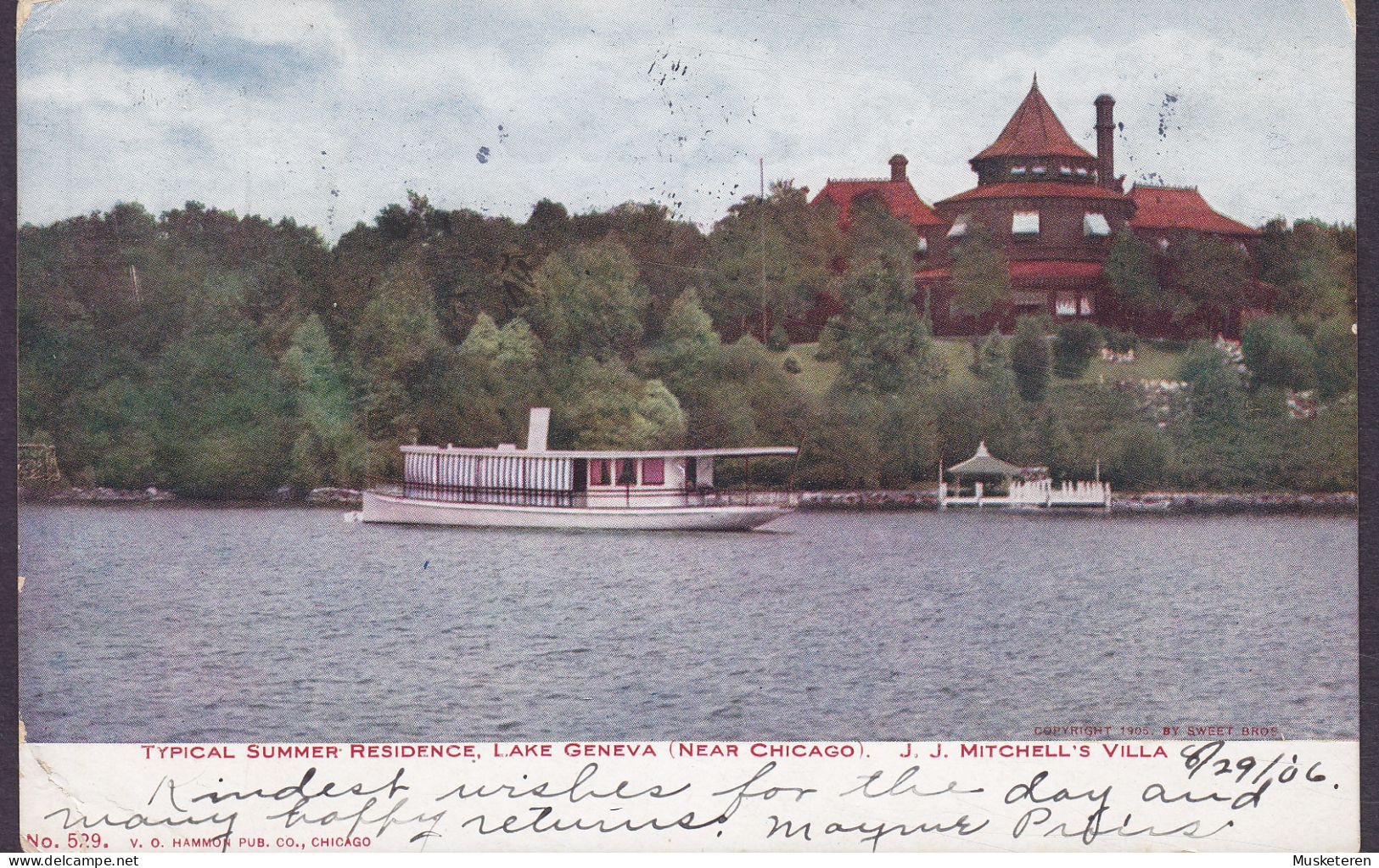 United States PPC Typical Summer Residence, Lake Geneva (Near Chicago) J.J. Mitchell's Villa CHI. & N. CLARKST. A. 1906 - Covers & Documents