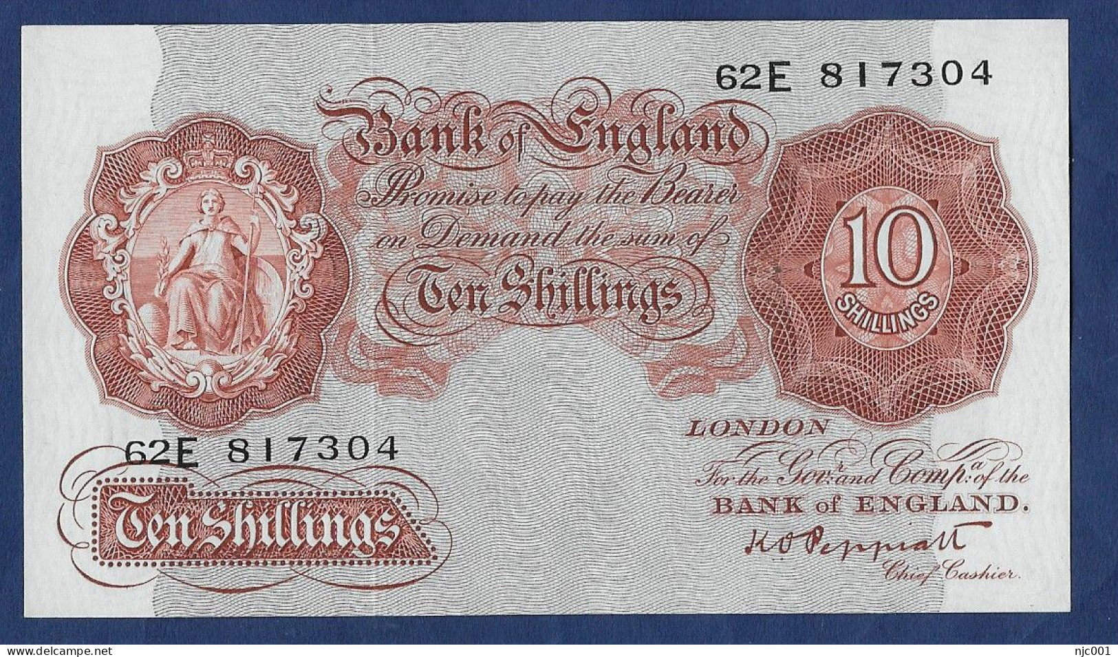 Peppiatt 10 Shillings Banknote 62E UNCIRCULATED - 10 Schillings