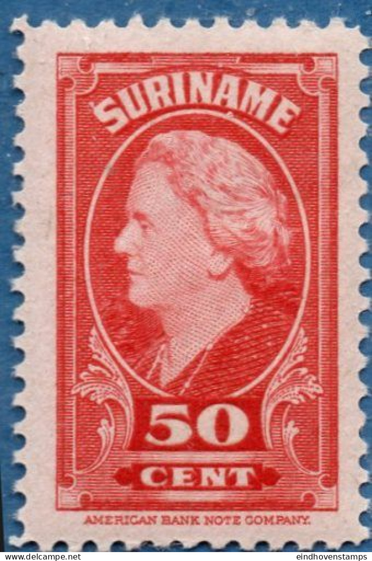 Suriname, 1945 ƒ 0.50  Queen Wilhelmina MNH - Surinam ... - 1975