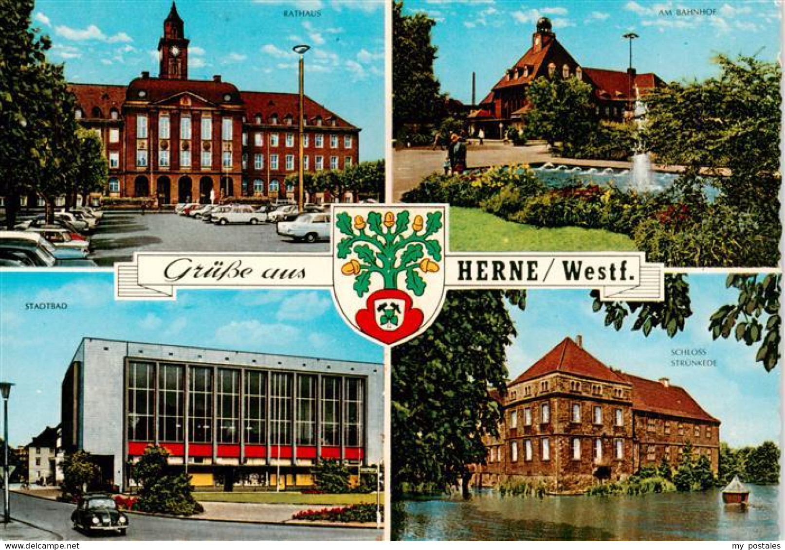 73936317 Herne__Westfalen Rathaus Bahnhof Stadtbad Schloss Struenkede - Herne