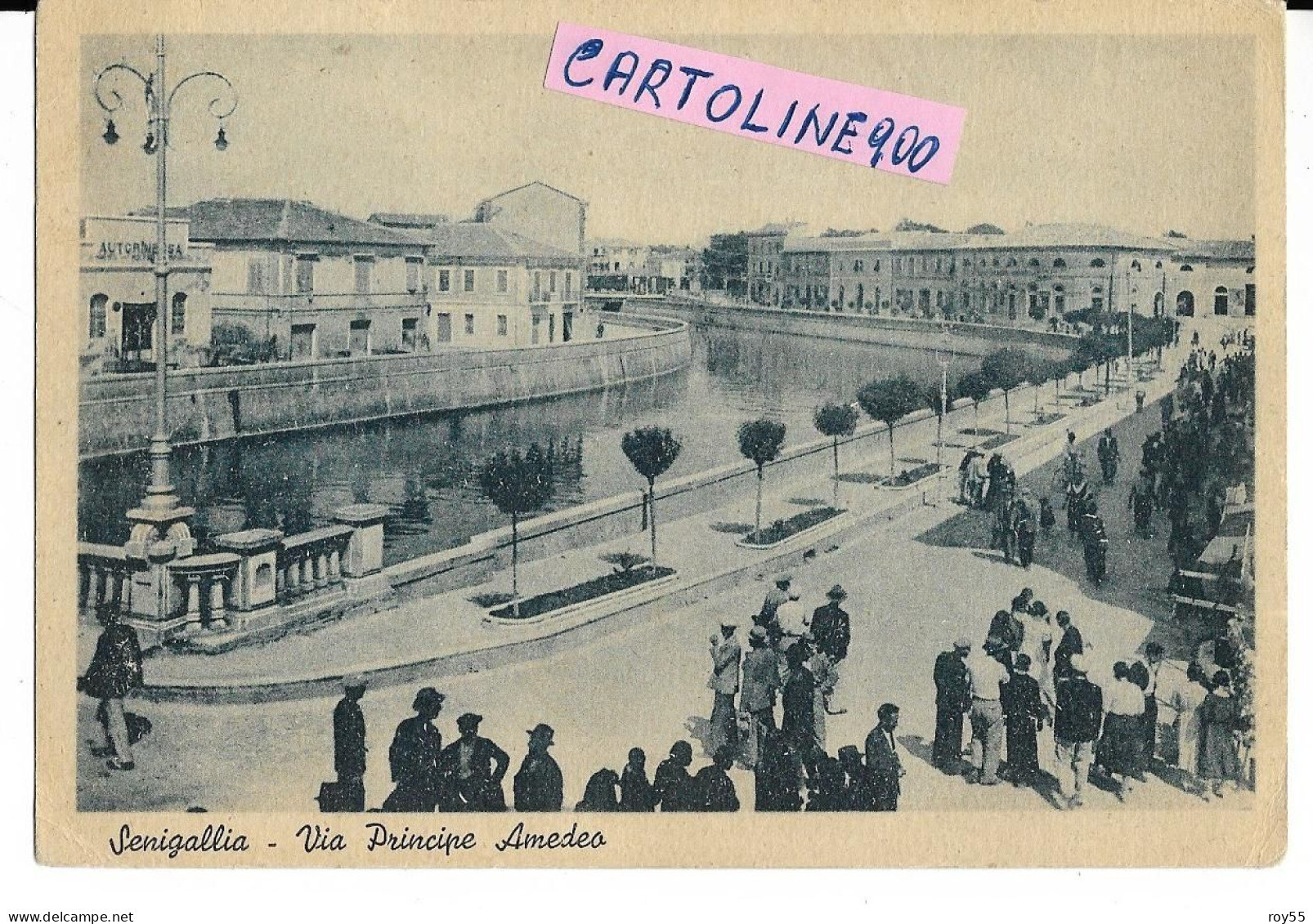 Marche-senigallia Via Principe Amedeo Animatissima Bella Veduta Via Case Persone Fiume Misa Anni 40 50 (v.retro) - Senigallia