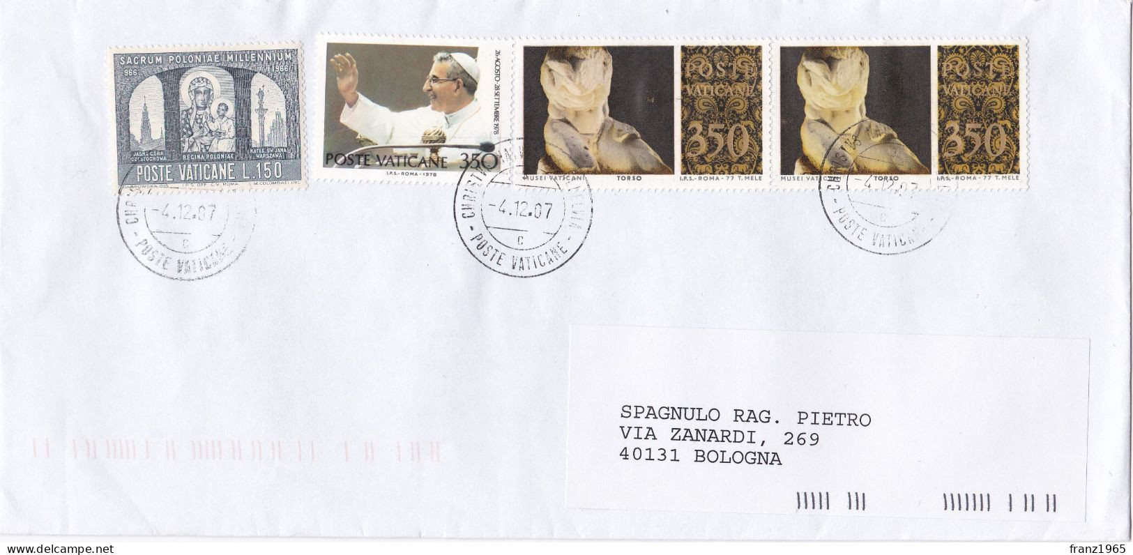 From Vatican City To Italy - Storia Postale