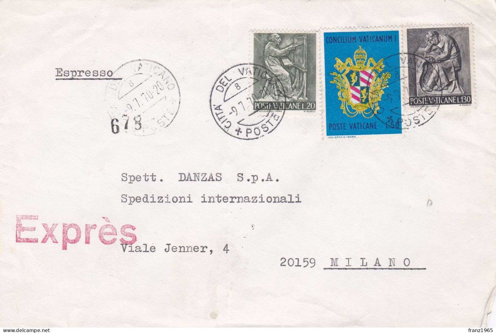 From Vatican City To Italy - 1968 - Lettres & Documents