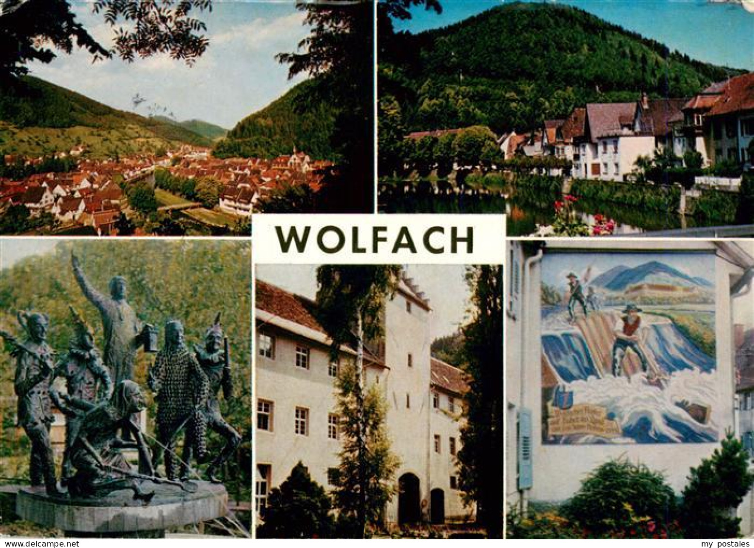 73932030 Wolfach_Schwarzwald Panorama Ortspartie Brunnen Schloss Floesser - Wolfach