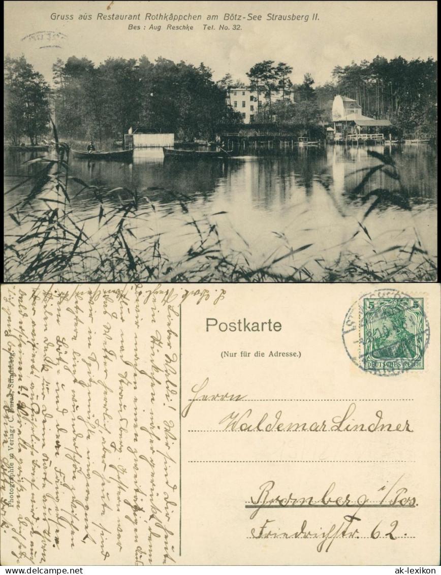 Ansichtskarte Strausberg Restaurant Rothkäppchen Bötz-See 1910 - Strausberg