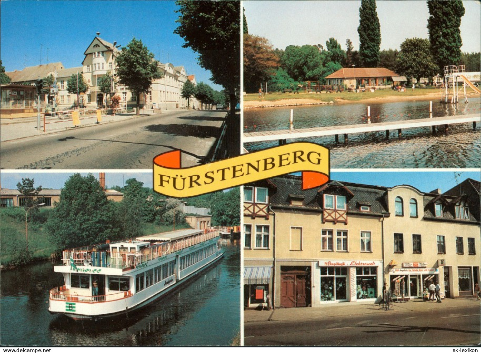 Fürstenberg/Havel Rathaus, Schiff, Strandbad, Brandenburger Straße 1996 - Fürstenberg