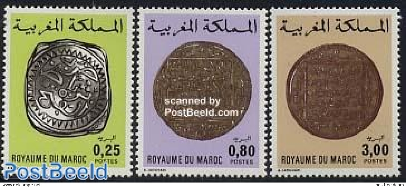 Morocco 1980 Antique Coins 3v, Mint NH, Various - Money On Stamps - Monnaies